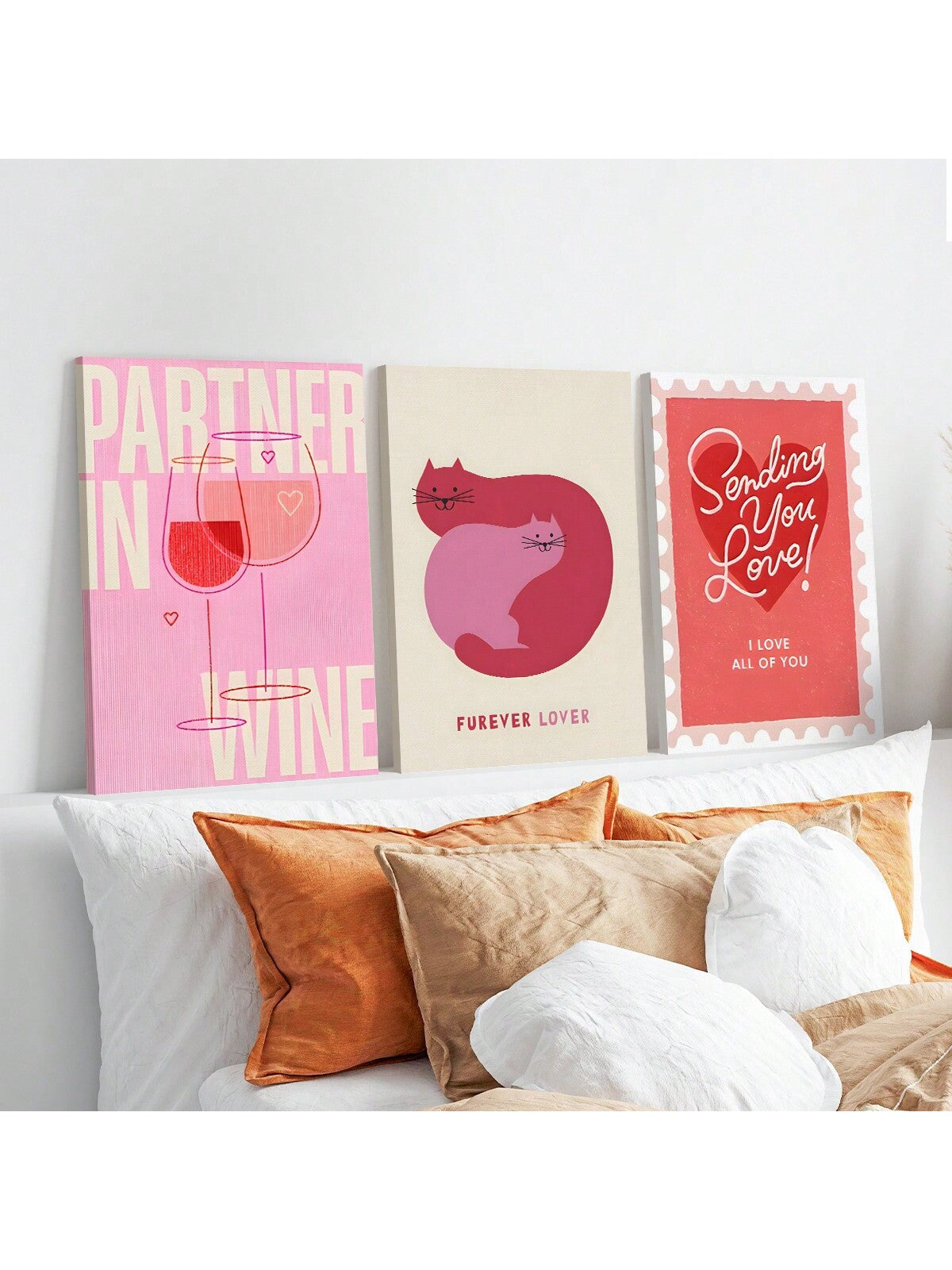 Celebrate Valentine's Day with these Adorable Cat Art Prints! These cute pink canvas prints will bring love-filled vibes to your home decor. Made for cat lovers and perfect for the holiday, this set is a delightful addition to any room. Share the love with this unique and charming art set.