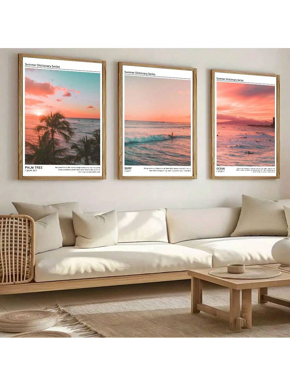 Elevate your tropical home ambiance with this set of three vibrant sunset posters, expertly designed to capture the serene beauty of coastal life. Each print features rich, colorful hues that evoke the warmth and tranquility of a tropical sunset, making them perfect for adding a sophisticated yet relaxed atmosphere to any room. Crafted for durability and visual impact, these prints seamlessly blend aesthetic appeal with lifestyle inspiration, ideal for those seeking to enhance their living space with a touc