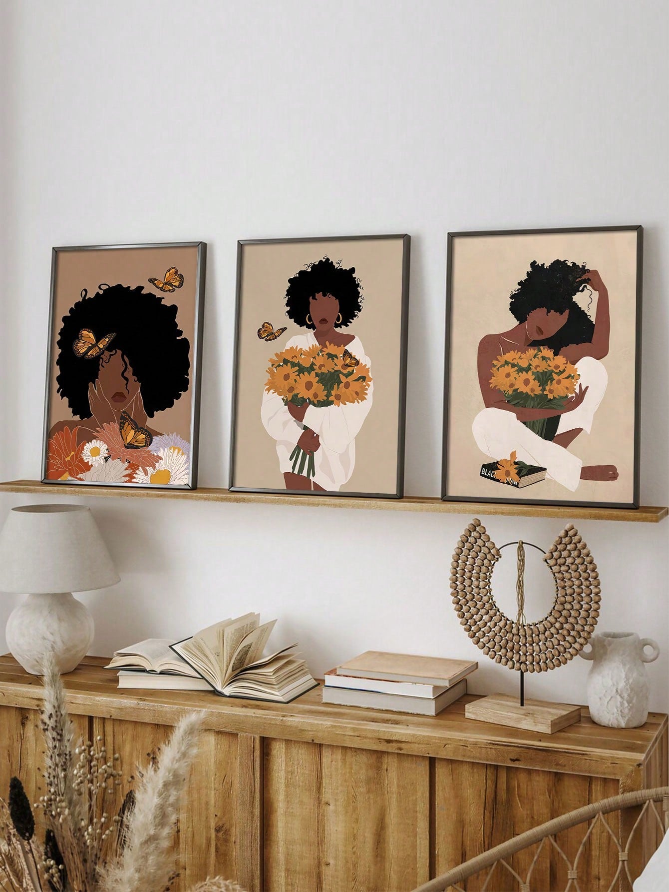 This canvas print features a beautiful African American woman, adding a touch of diversity to your home decor. Its boho style and bold colors make it a unique piece of wall art. Elevate your bathroom with this high-quality poster, perfect for any art lover.