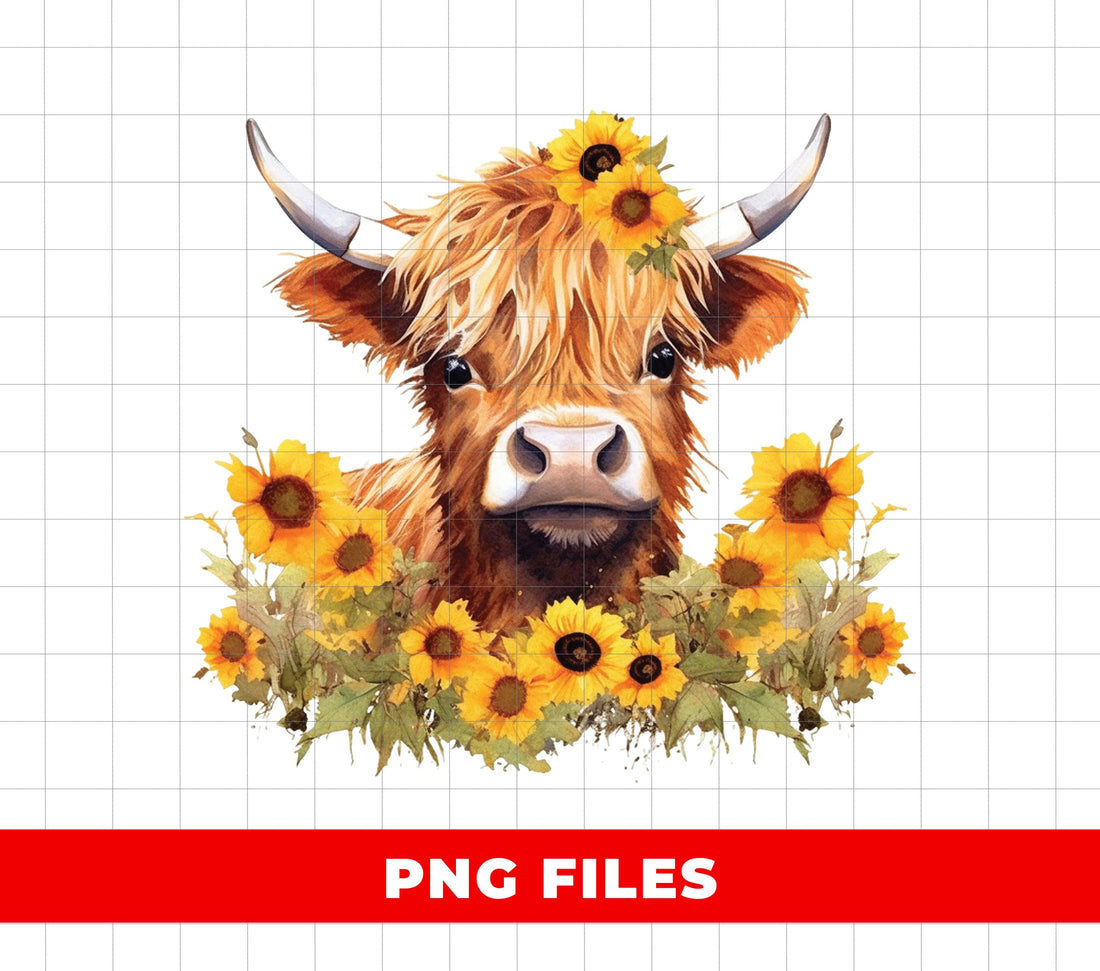 Cute Cow With Sunflower, Sunflower Garden, Cute Cow, Wild Cow, Digital Files, Png Sublimation