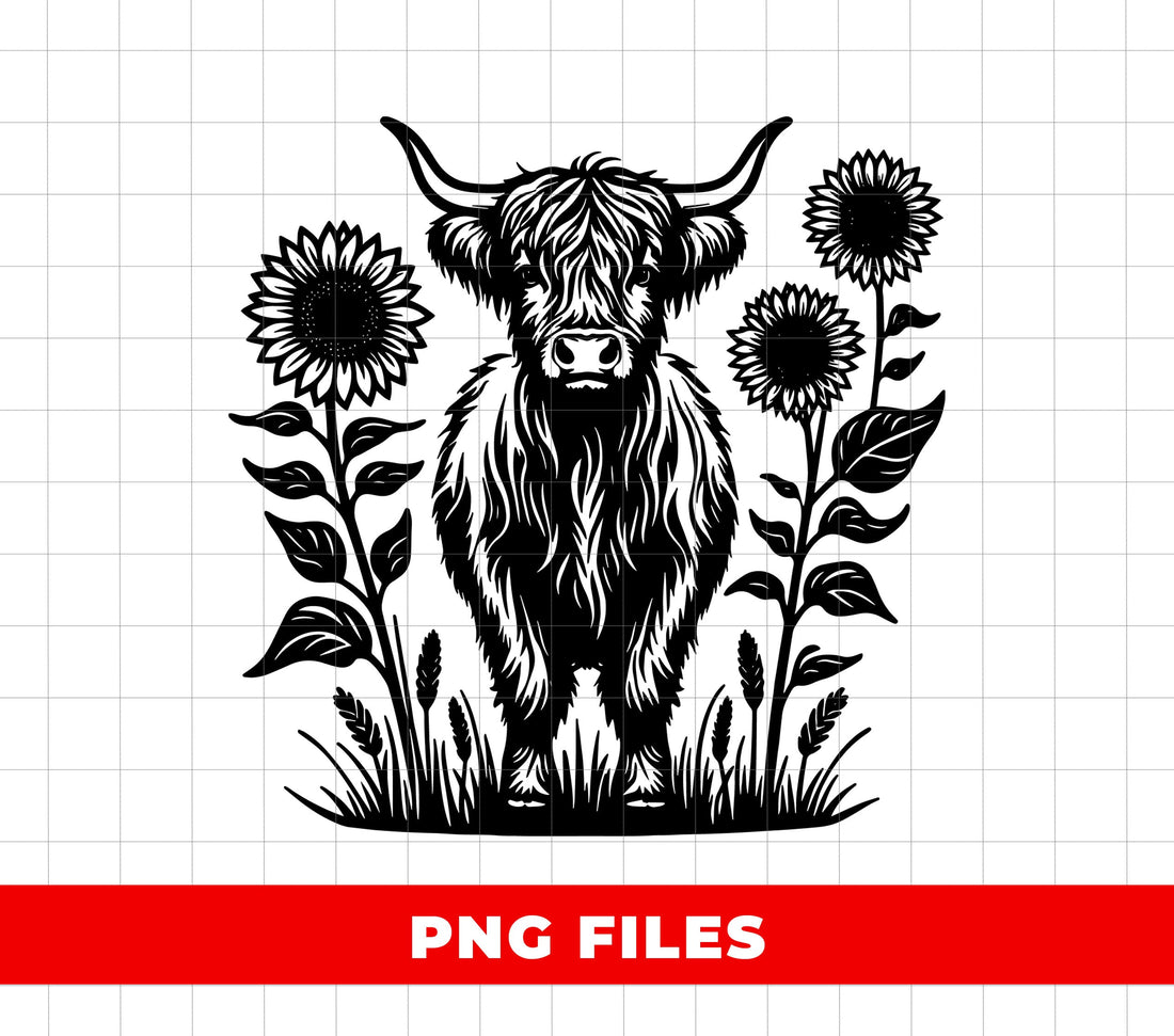Cow With Sunflower, Cow Silhouette, Sunflowers Silhouette, Digital Files, Png Sublimation