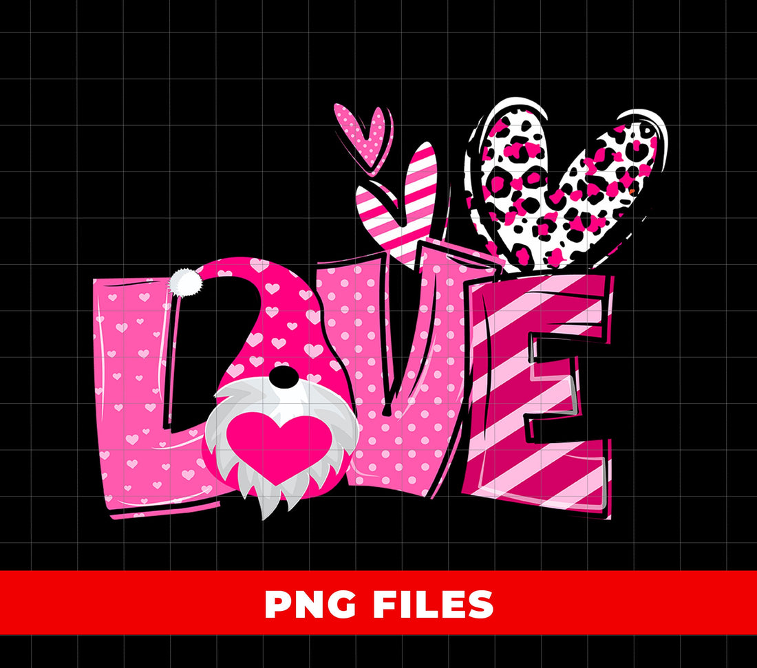 Valentine Gift, Valentine Gnome, Pink Leopard, Pink Tone, Love Gift, Digital Files, Png Sublimation