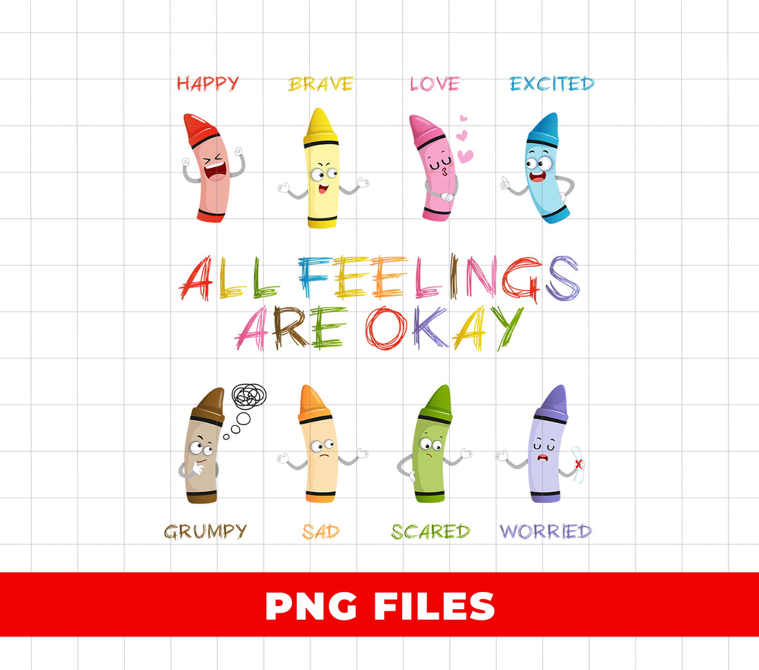 All Feelings Are Okay, Mental Health, Psychology Gift, Therapy Gift, Digital Files, Png Sublimation
