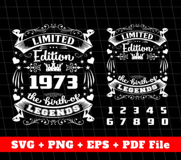 Birthday Gift Hand Draw, Birthday Vintage, Custom Year Of Birth, SVG Files, PNG Sublimation File