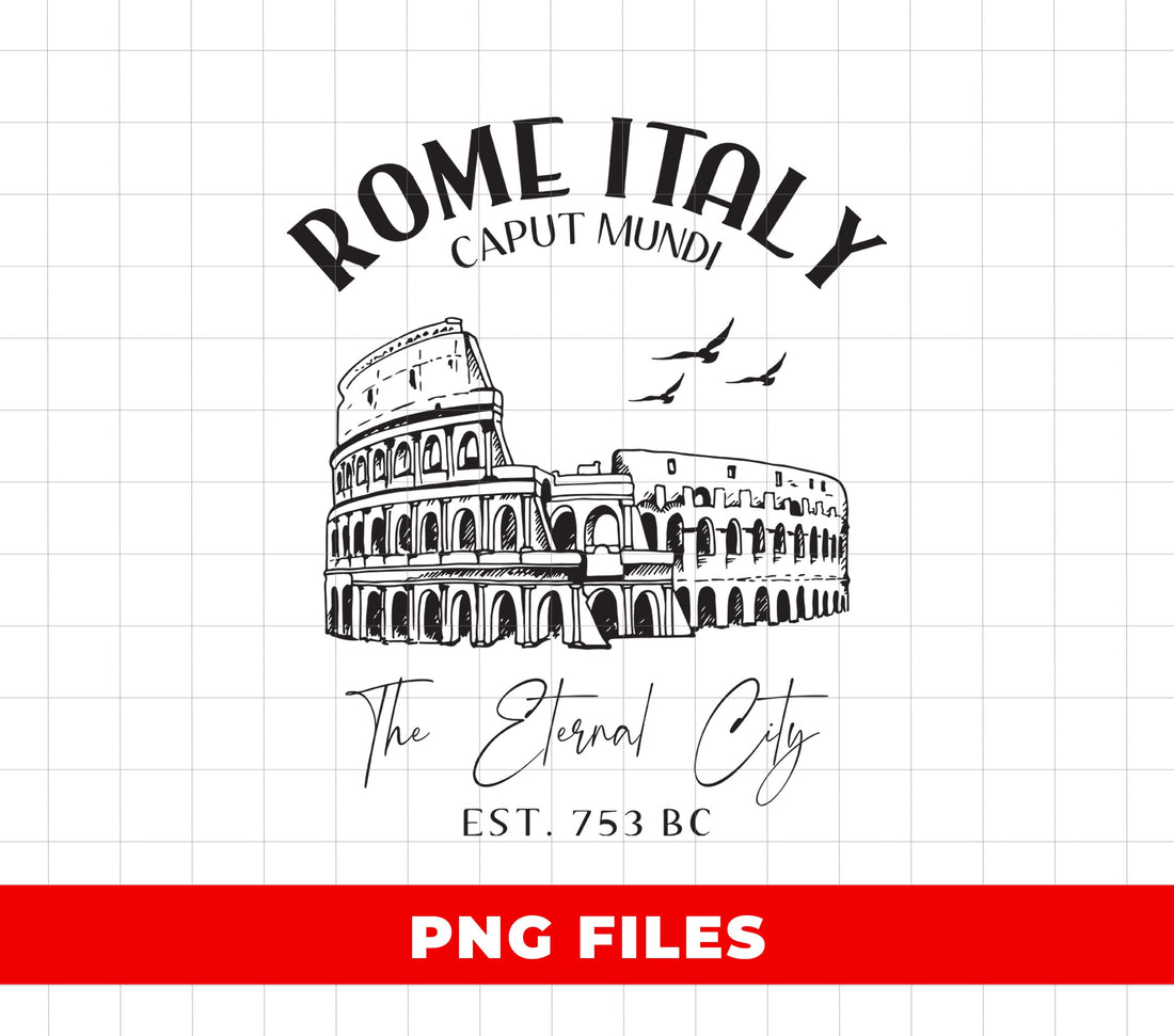 Rome Italy PNG, Colosseum Sketch PNG, The Eternal City Travel PNG, Vintage Rome Landmark
