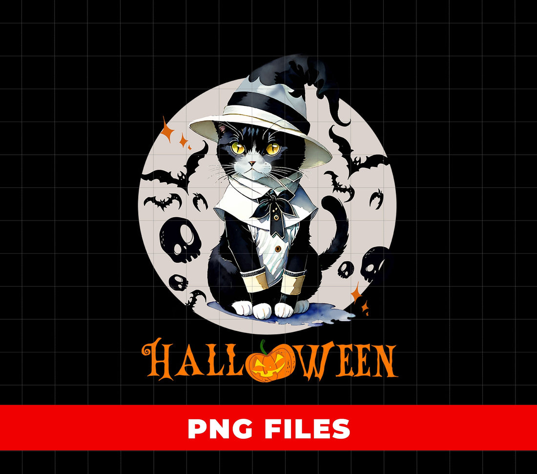 Halloween Black Cat PNG, Witch Cat Clipart, Cute Halloween Kitty Sublimation, Magic Cat, Fall Cat Art, Spooky Cat PNG