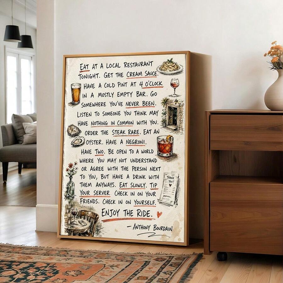 Anthony Bourdain Enjoy The Ride quote poster