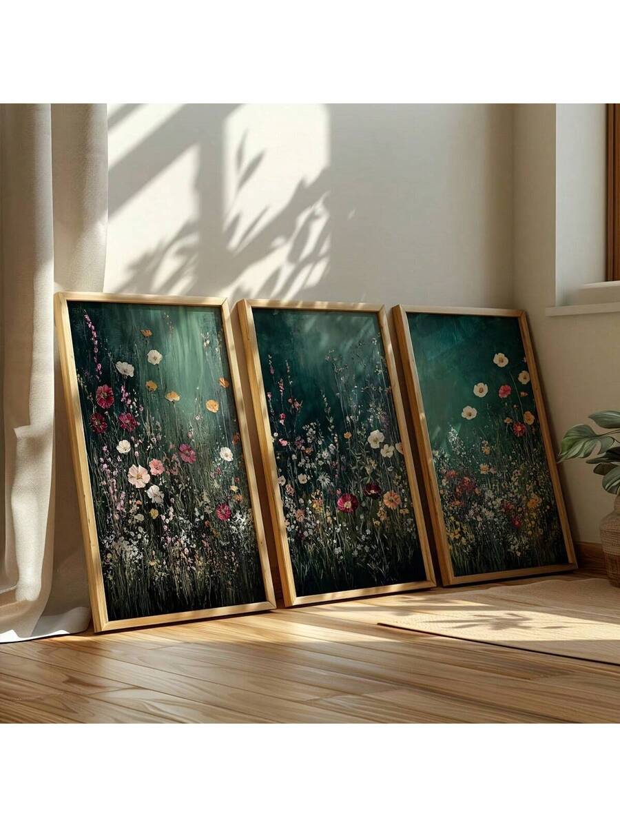 Transform your space with this stunning Art Deco Floral Landscape Canvas Print set. Featuring three coordinated pieces showcasing botanical and graphic patterns in a modern retro aesthetic, these unframed canvas prints bring sophisticated elegance to any room. The multicolor design complements bedrooms, hotel suites, dining rooms, and home offices alike. Crafted from durable, waterproof canvas material, these prints resist moisture and maintain their vibrant appearance over time. Perfect for creating a gall
