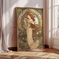 Art Nouveau Style Cute Girl & Green Plants Chic Vintage Canvas Poste