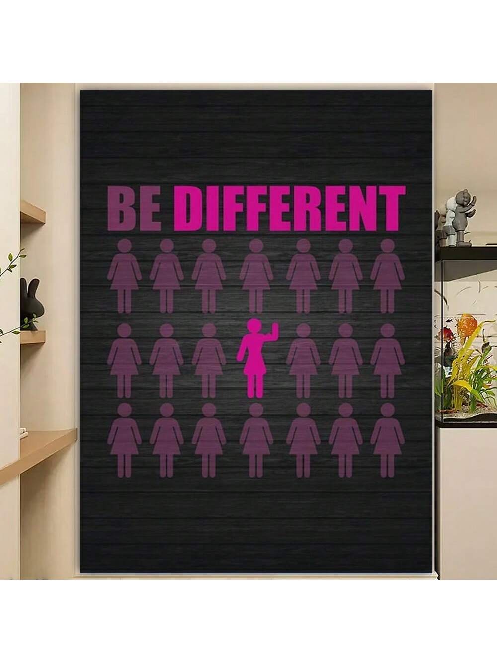 Elevate your workspace with the "Be Different" inspirational wall art, a motivational framed poster designed to inspire creativity and individuality. Perfect for office decor, this piece encourages a mindset of innovation and confidence, making it an ideal addition to any professional environment seeking to foster motivation and unique thinking. Crafted with quality framing, it combines aesthetic appeal with a powerful message to enhance your daily work atmosphere.