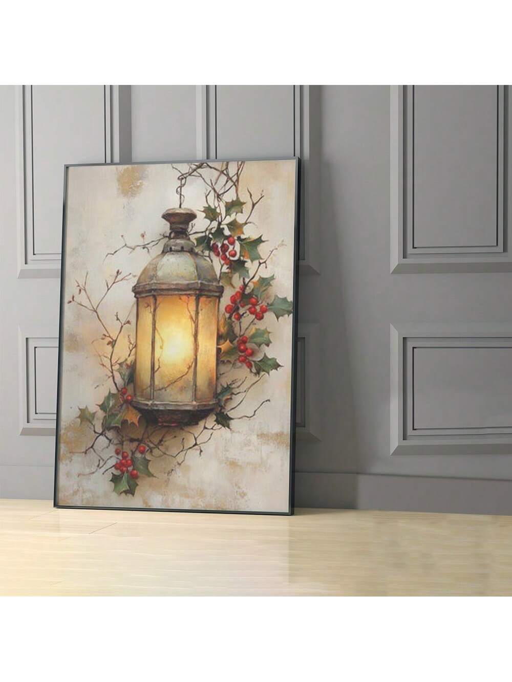 Enhance your seasonal decor with this beautifully framed canvas art featuring a charming lantern surrounded by vibrant holly berries. Expertly crafted, it adds a warm, festive touch to any room while serving as a unique and thoughtful gift. Its timeless design complements various interior styles, making it an elegant addition to your holiday collection.