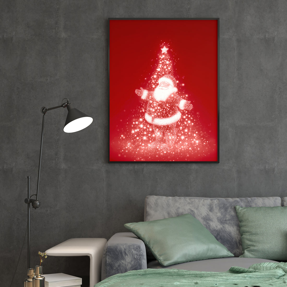 Transform your space with this stunning Glitter Santa Claus and Tree Canvas Wall Art, designed to bring festive elegance to any room. Featuring shimmering glitter accents that catch the light beautifully, this piece combines traditional holiday charm with modern aesthetic appeal. 