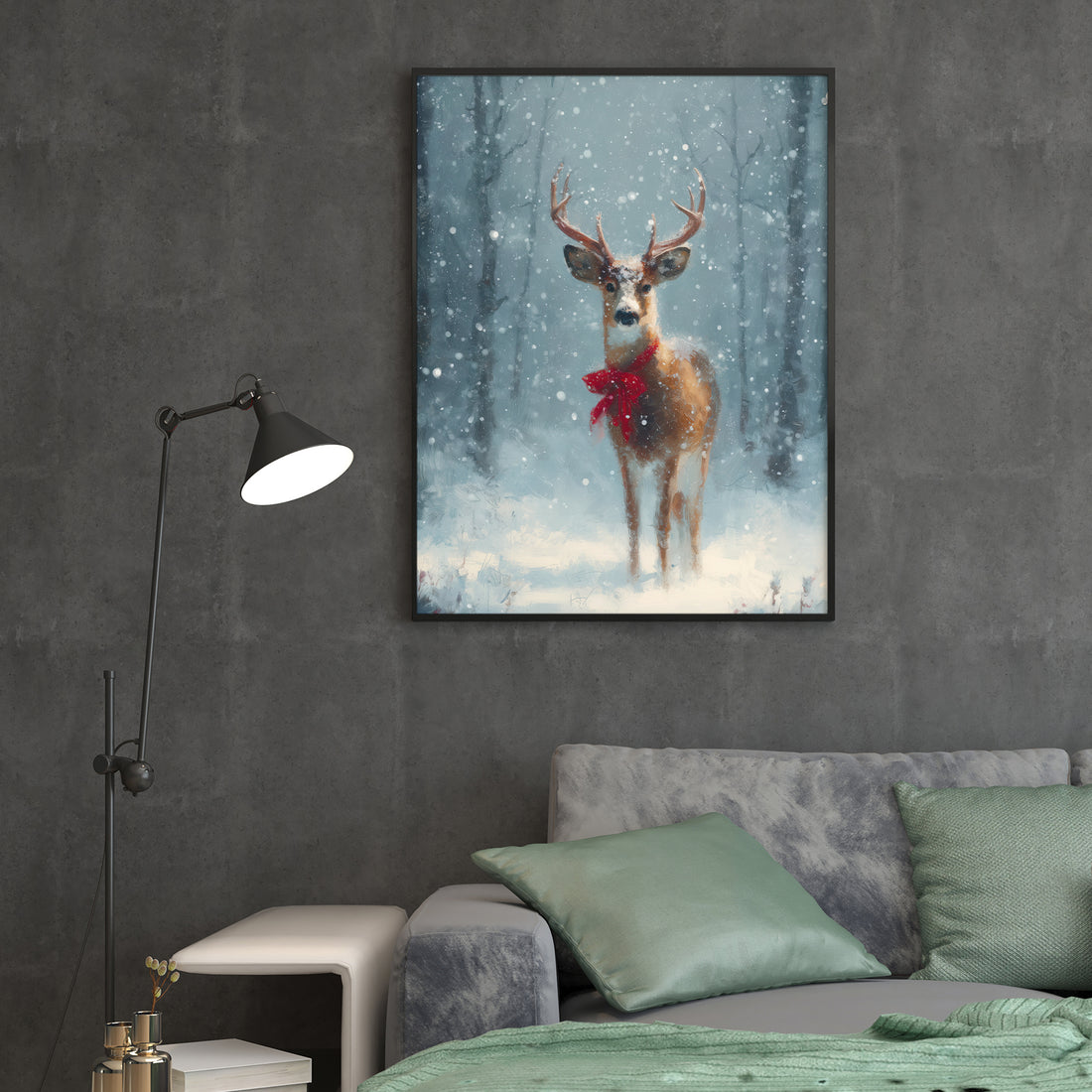 Enhance your living space with the Winter Forest Deer Canvas Wall Art, a refined choice for Christmas holiday decor. Featuring a serene winter forest scene with a graceful deer, this canvas adds a touch of nature’s tranquility to your living room, sofa backdrop, or bedside area. Its subtle seasonal charm complements various interior styles, creating a cozy and elegant atmosphere throughout the holiday season. Crafted for durability and visual appeal, this artwork is an expert selection for those seeking tas