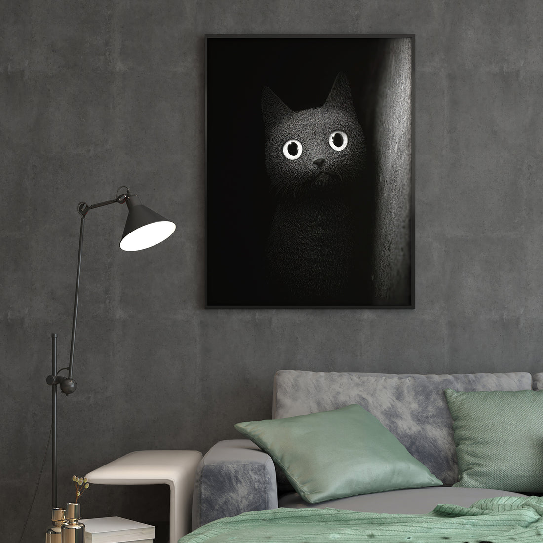 Elevate your living space with the Black Cat Eyes Canvas Wall Art, a modern minimalist print designed to add a striking focal point to any room. Perfect for placement above sofas, bedsides, or as a distinctive home decor accent, this canvas features sharp, captivating cat eyes that blend simplicity with boldness. Its clean lines and monochromatic palette complement contemporary interiors, enhancing ambiance without overwhelming your existing decor. Crafted for durability and visual impact, this piece offers