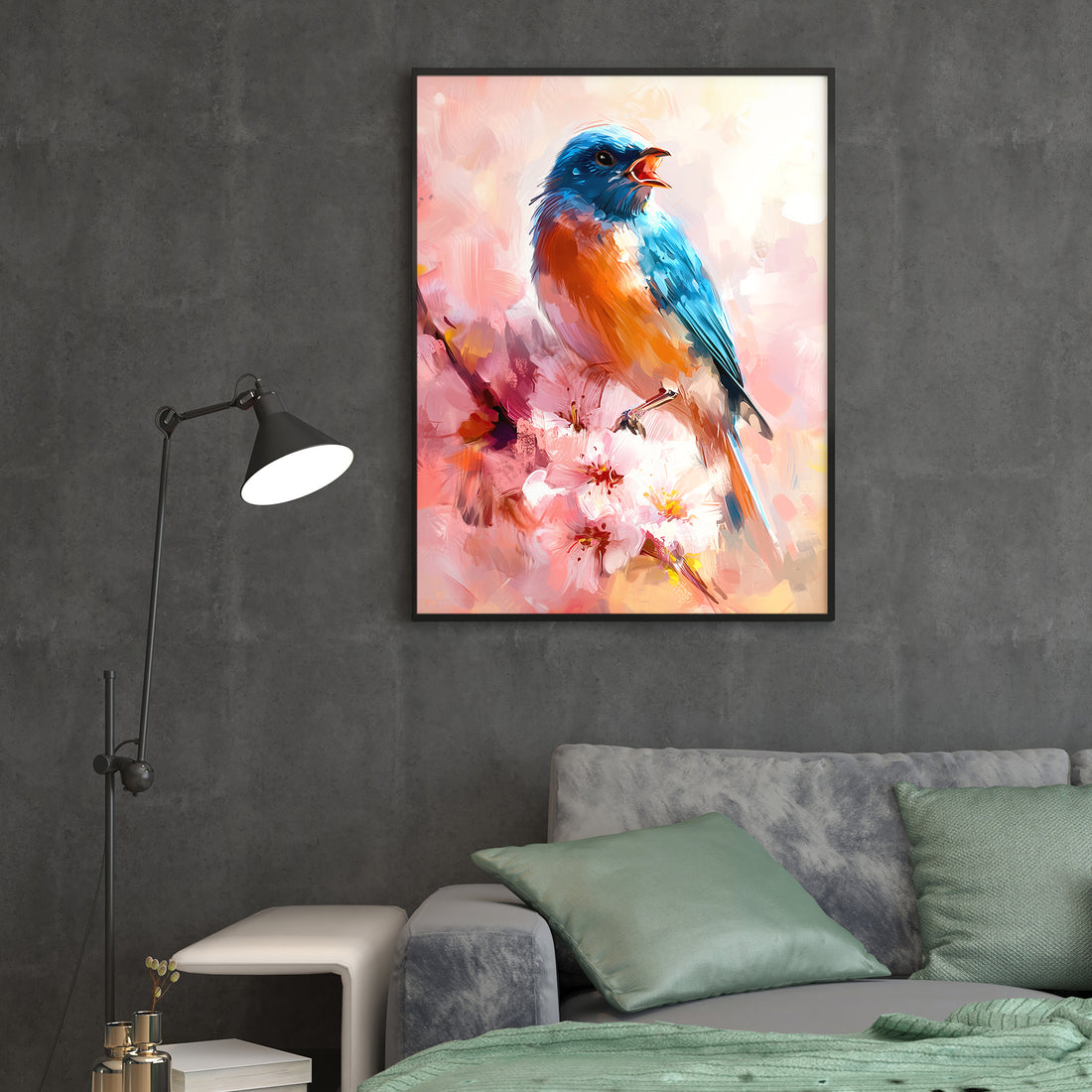 Bring serene natural beauty into your home with this captivating canvas wall art featuring a singing bluebird nestled among delicate spring cherry blossoms. The soft, harmonious composition creates a peaceful focal point perfect for living rooms, bedrooms, or above sofas. Rendered in gentle pastels and refined detail, this print captures the essence of springtime renewal and tranquility. Ideal for those seeking to elevate their interior aesthetic with nature-inspired artwork that combines artistic sophistic