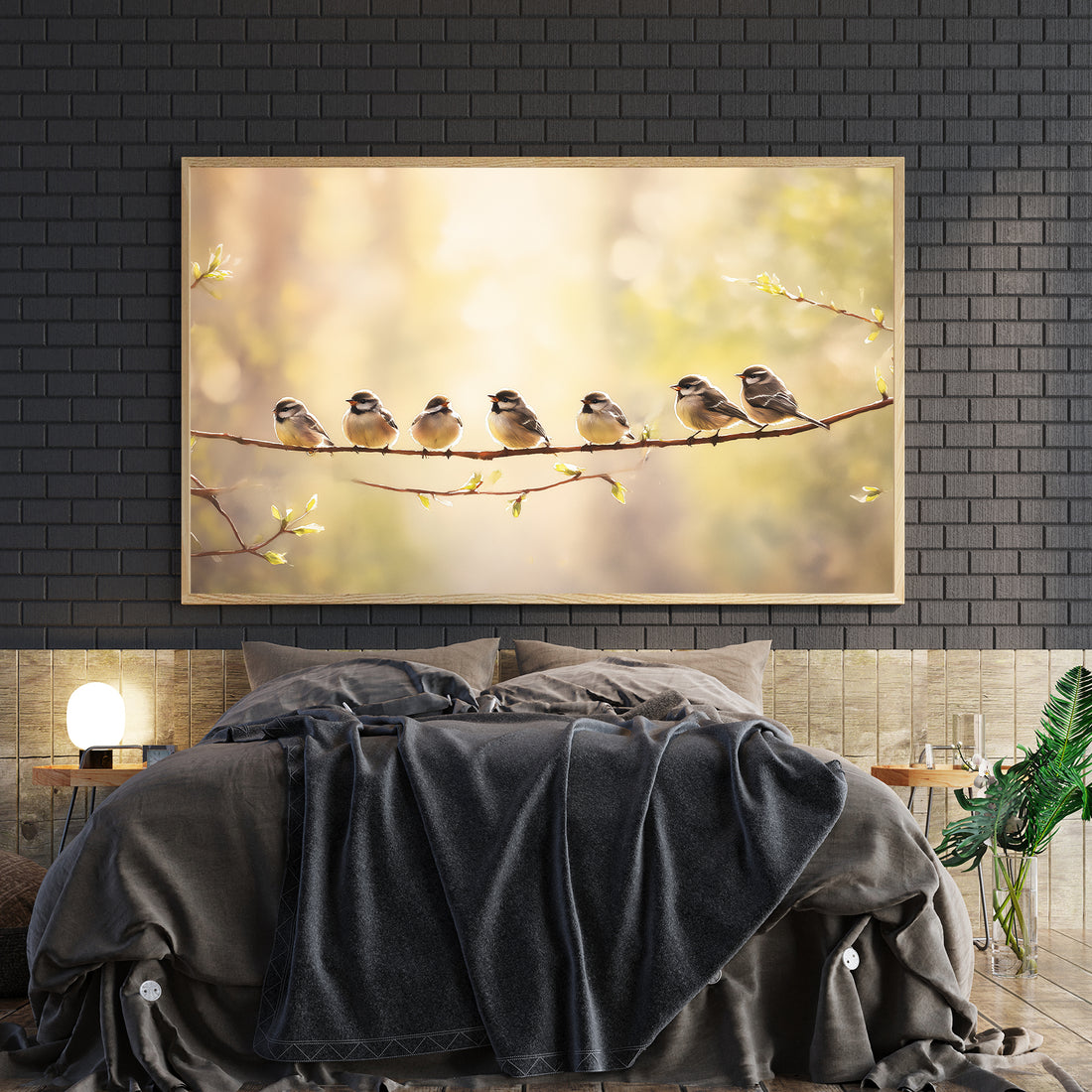 Enhance your living space with this Birds on Branch Canvas Wall Art, a stunning nature photography print that brings tranquility and elegance to any room. Perfect as a sofa backdrop or bedside decoration, this high-quality canvas captures delicate details and natural beauty, creating a serene atmosphere in your home. Its durable construction ensures lasting vibrancy, making it an ideal choice for sophisticated home decor.