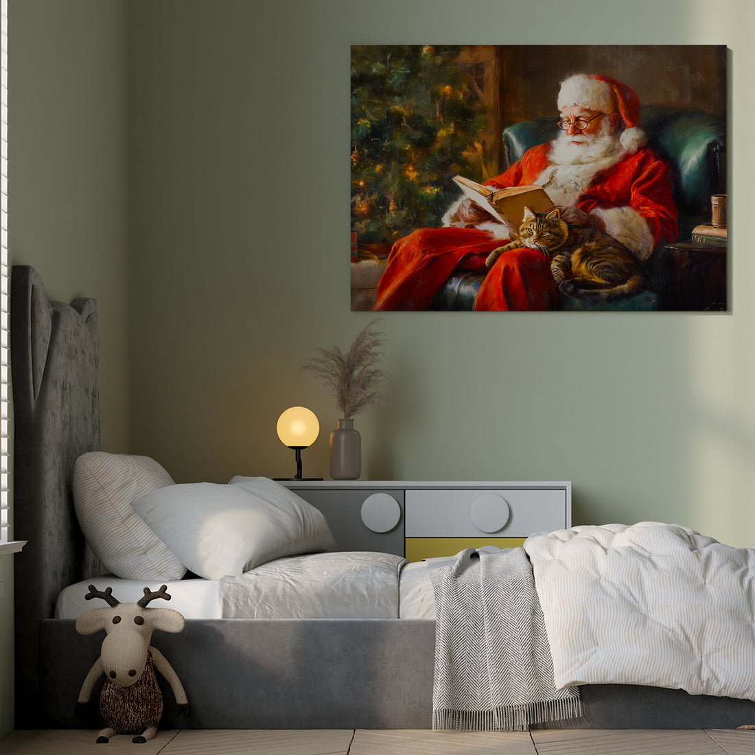 Bring festive warmth into your home with this charming canvas wall art featuring a traditional holiday scene. 