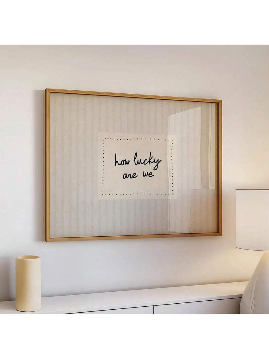 Elevate your space with this stunning beige striped canvas poster featuring the uplifting message "How Lucky Are We?" Perfect for modern home decor, this motivational wall art brings warmth and inspiration to any room. The graphic design complements living rooms, bedrooms, home offices, and beyond with its versatile multicolor palette. Ideal for creating an encouraging atmosphere in your personal sanctuary or shared spaces. Transform your walls into a daily reminder of gratitude and positivity.