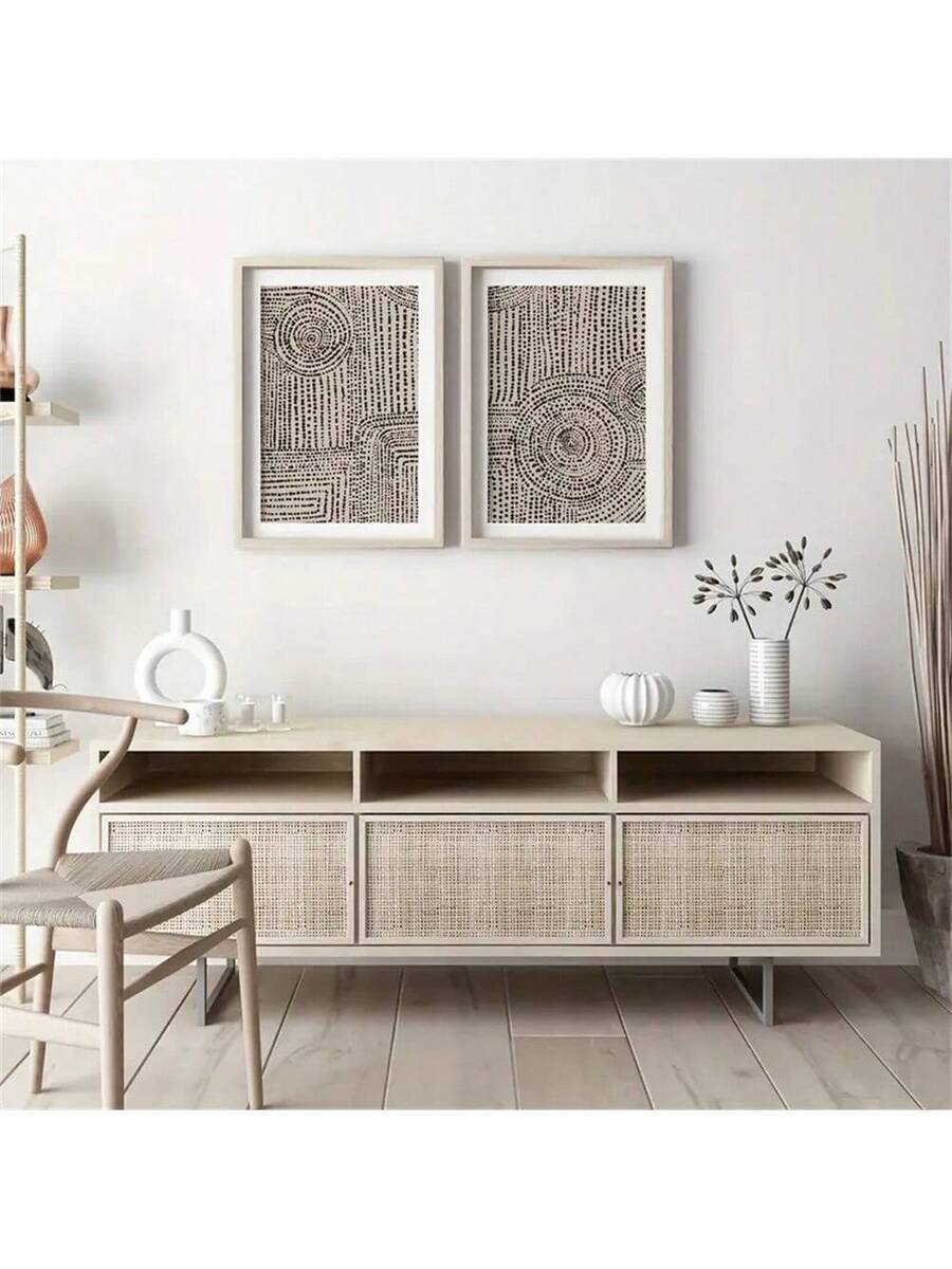 Transform your space with these striking beige and black abstract canvas prints. Each piece features modern minimalist design that effortlessly complements contemporary interiors. The waterproof canvas construction ensures durability in any room—from your home office to bathroom. Available framed or unframed, these hanging paintings adapt to your style and wall space. The graphic patterns blend organic plant-inspired elements with bold geometric forms, creating visual interest without overwhelming your déco