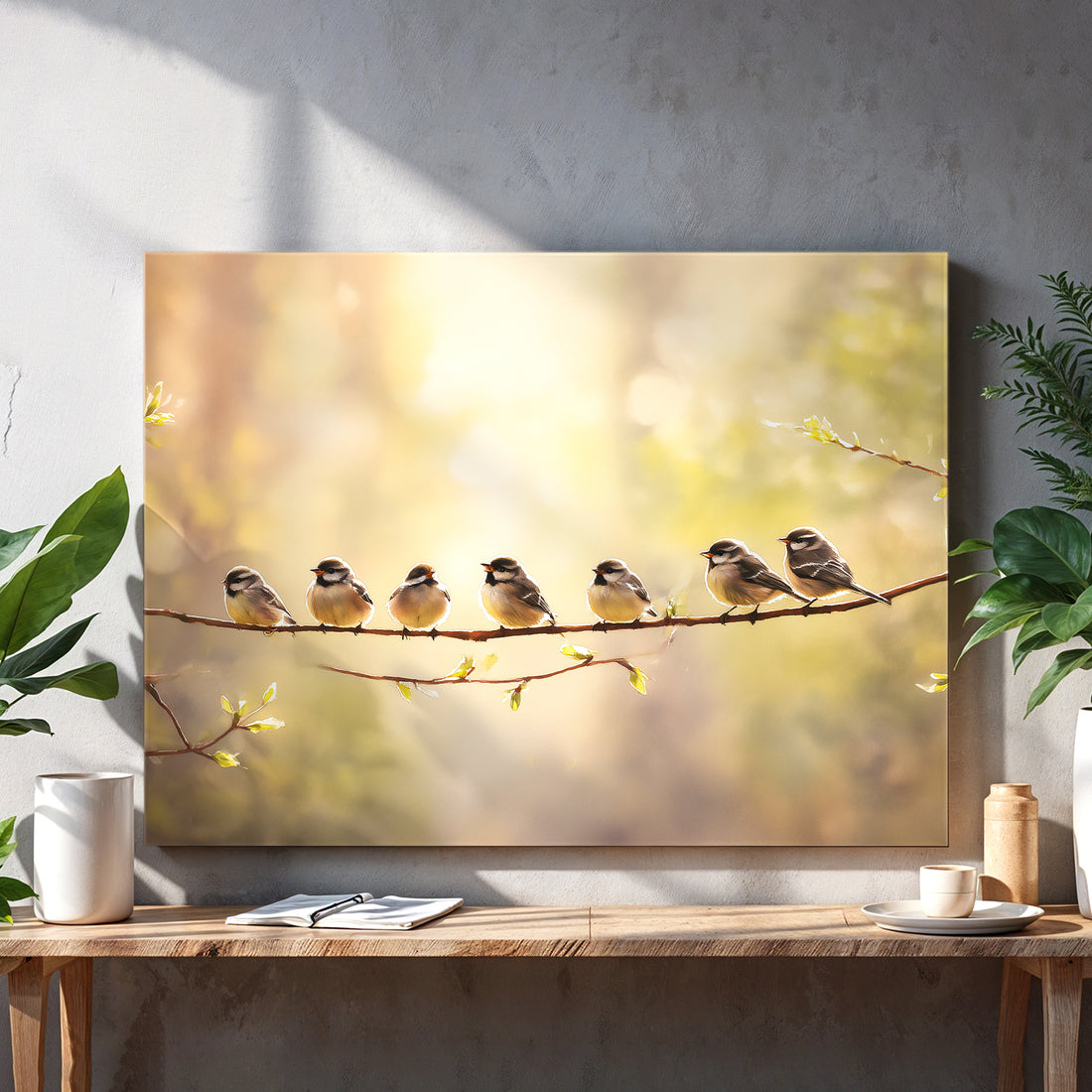 Enhance your living space with this Birds on Branch Canvas Wall Art, a stunning nature photography print that brings tranquility and elegance to any room. Perfect as a sofa backdrop or bedside decoration, this high-quality canvas captures delicate details and natural beauty, creating a serene atmosphere in your home. Its durable construction ensures lasting vibrancy, making it an ideal choice for sophisticated home decor.