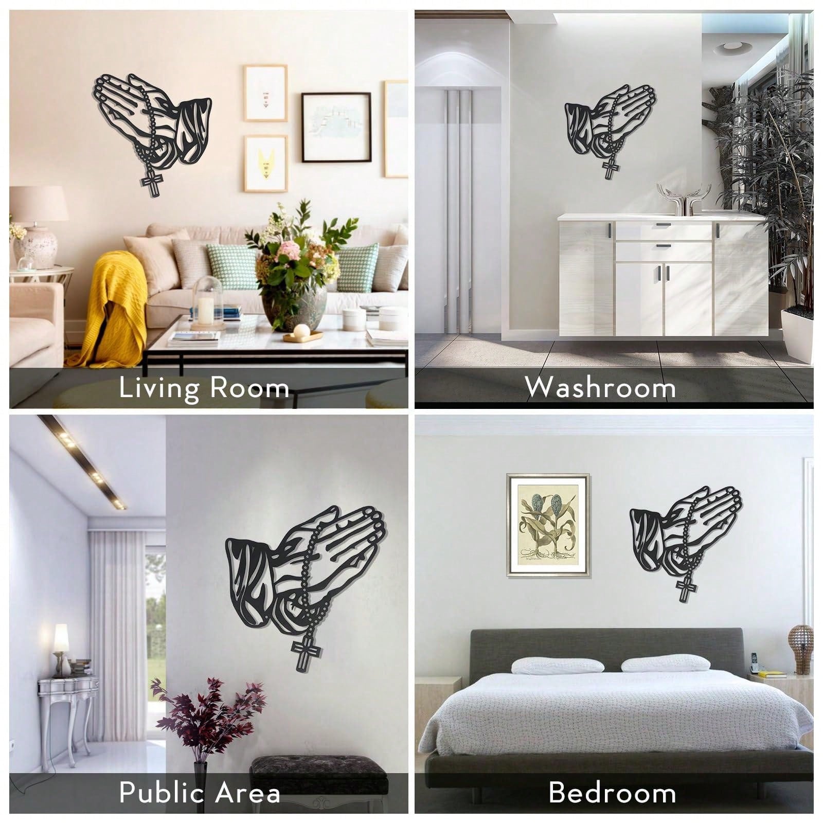 This Black Cross Praying Metal Art is perfect for adding a touch of elegance and faith to any room. Made with high-quality materials, it can be displayed in the bedroom, living room, or office. This Christian gift serves as a reminder to stay grounded in belief and spirituality.