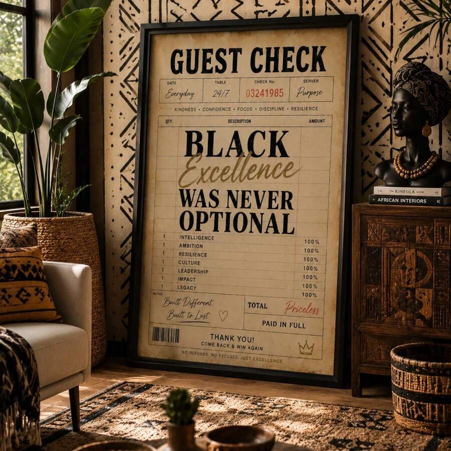 Black Excellence Was Never Optional Guest Check Receipt Canvas Poster 