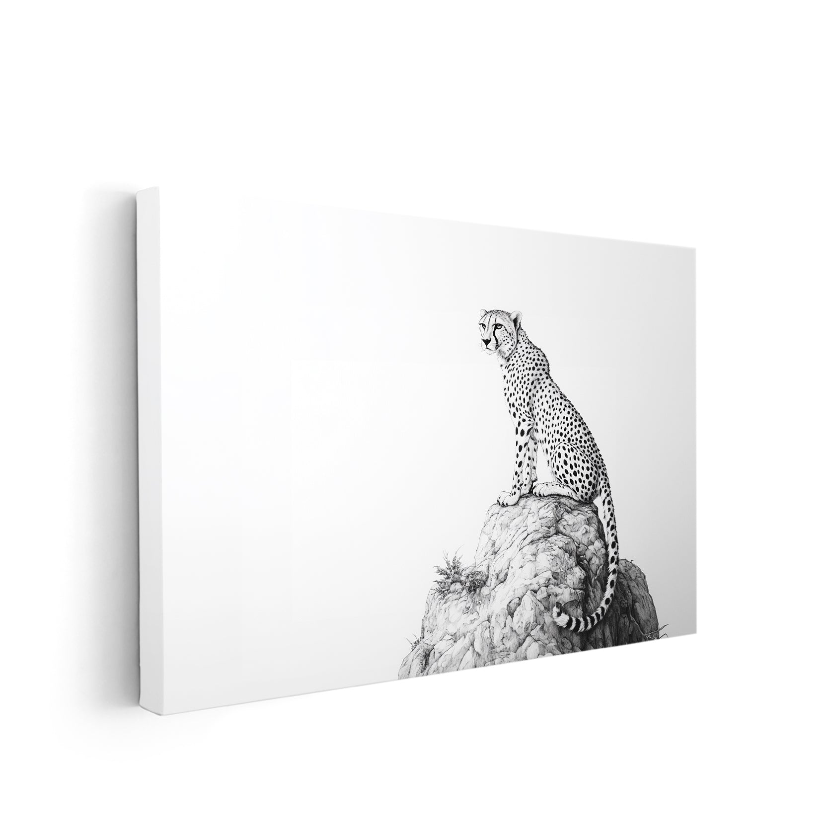 Experience the beauty and grace of nature with our Black and White Cheetah Wall Art Canvas Print. This minimalist wildlife sketch brings a touch of the wild into your living room, sofa backdrop, or bedside. A perfect addition to your home decor, showcasing the power and elegance of these magnificent creatures.