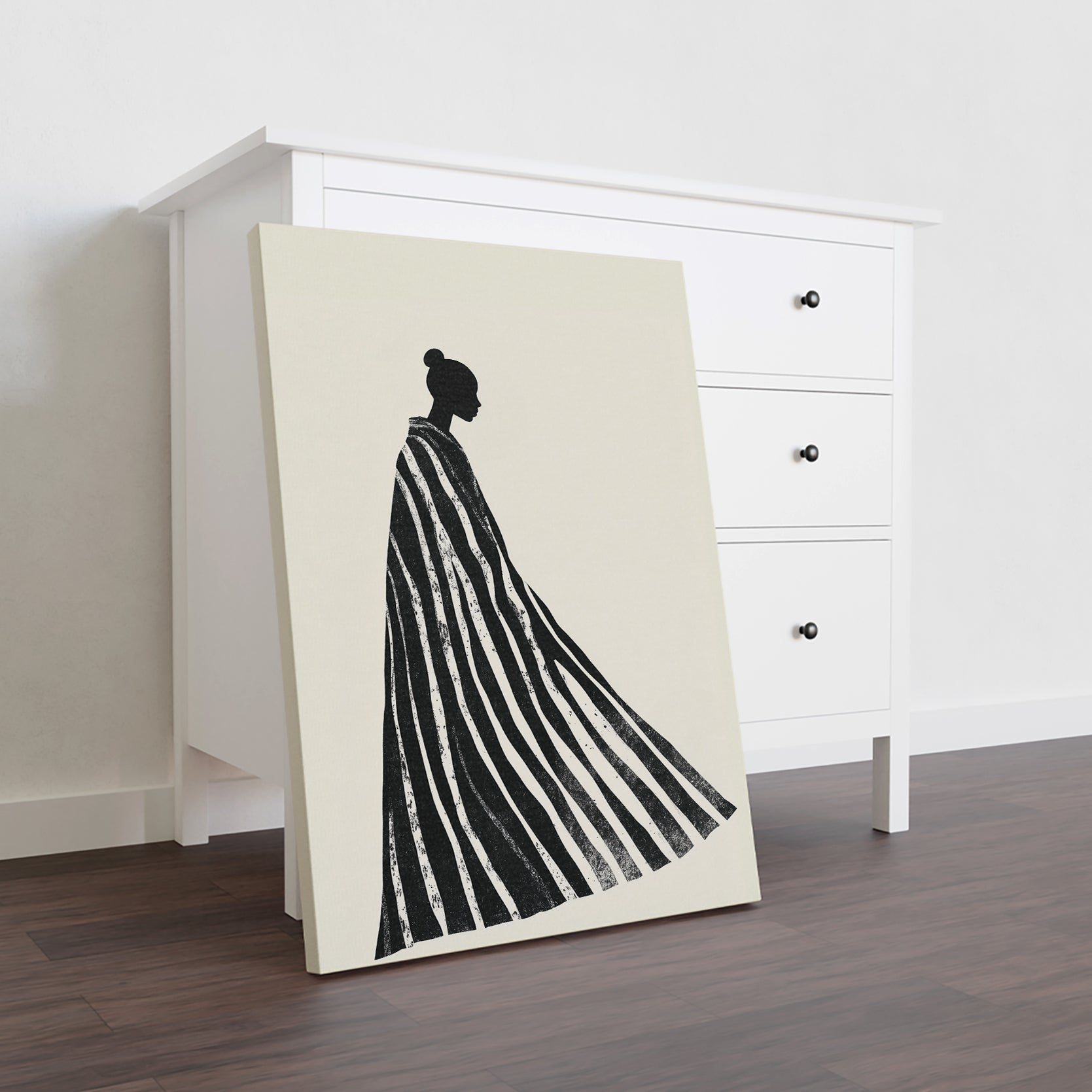 Elevate your living space with this Black and White Striped Silhouette Wall Art, designed to complement modern interiors. Its striking contrast and clean lines make it an ideal centerpiece for your living room, sofa backdrop, or bedside area. Crafted to enhance ambiance without overwhelming, this piece adds a sophisticated touch to your home decor while maintaining versatile appeal.