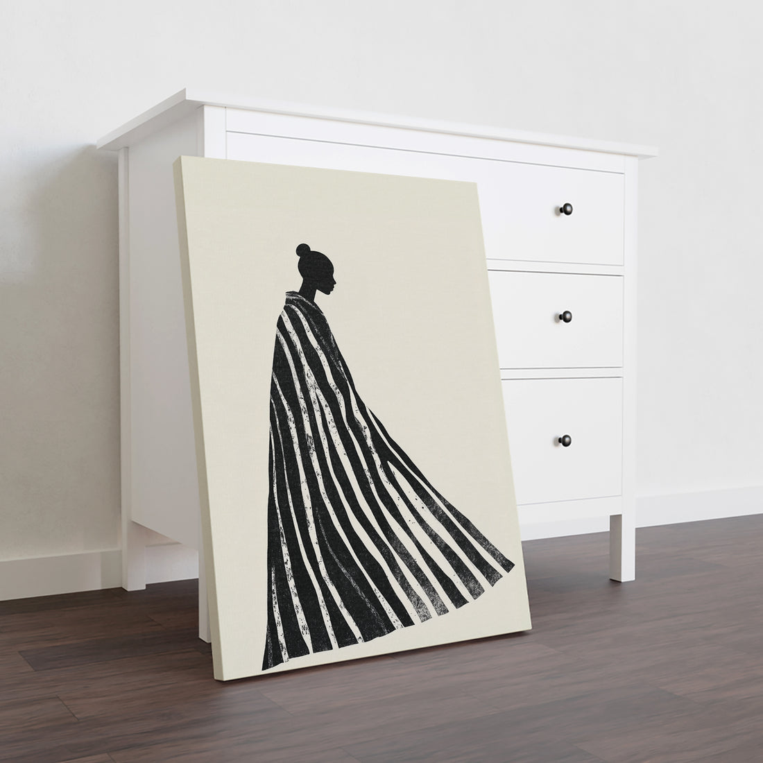 Elevate your living space with this Black and White Striped Silhouette Wall Art, designed to complement modern interiors. Its striking contrast and clean lines make it an ideal centerpiece for your living room, sofa backdrop, or bedside area. Crafted to enhance ambiance without overwhelming, this piece adds a sophisticated touch to your home decor while maintaining versatile appeal.