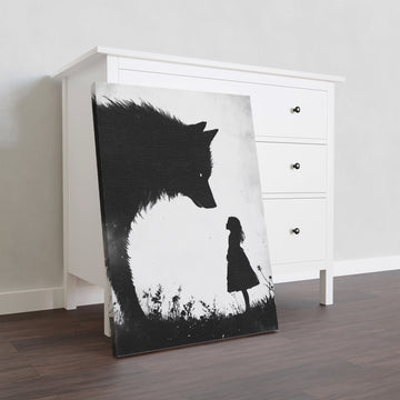 Enhance your living room, bedroom, or any space with this stunning canvas wall art. Featuring a striking black and white wolf silhouette against a fantasy forest backdrop, this piece adds a touch of elegance and nature to your home decor. Perfect for a sofa backdrop or bedside decoration, bring the wild into your home.