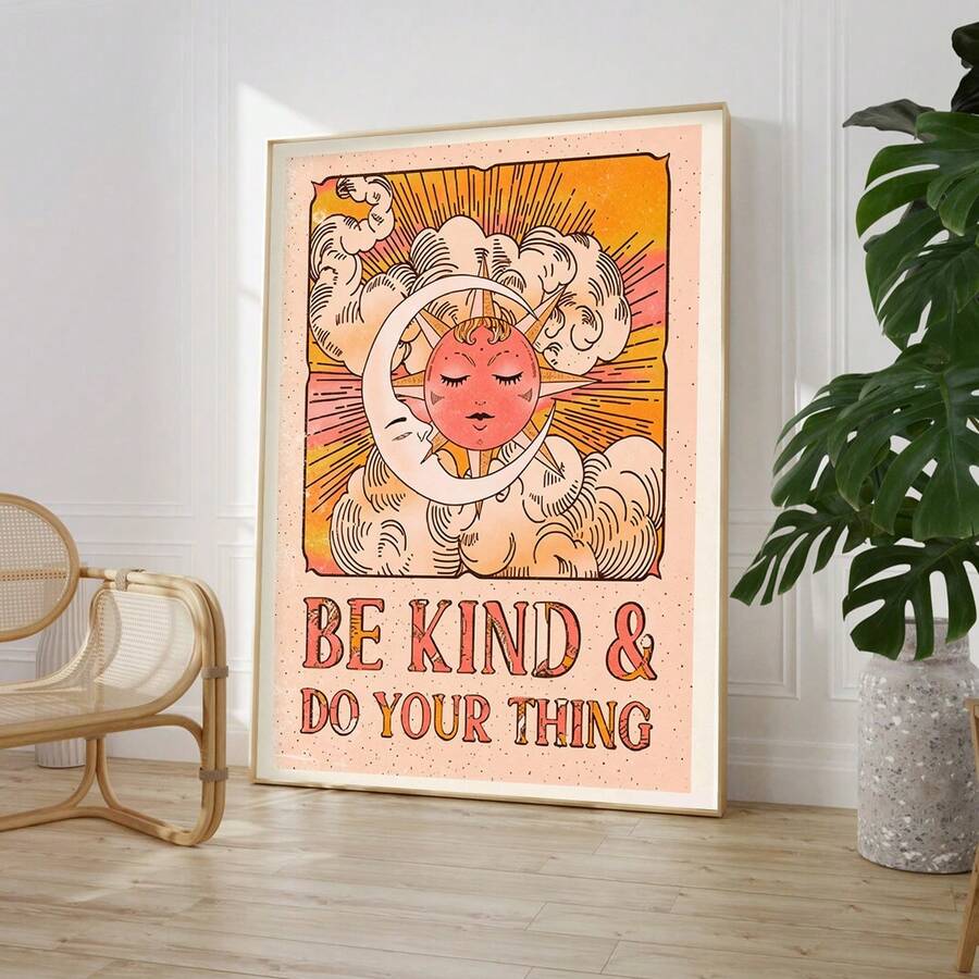 Blue Vertical Stripe "Be Silly Honest Kind" Nursery Canvas Poster 