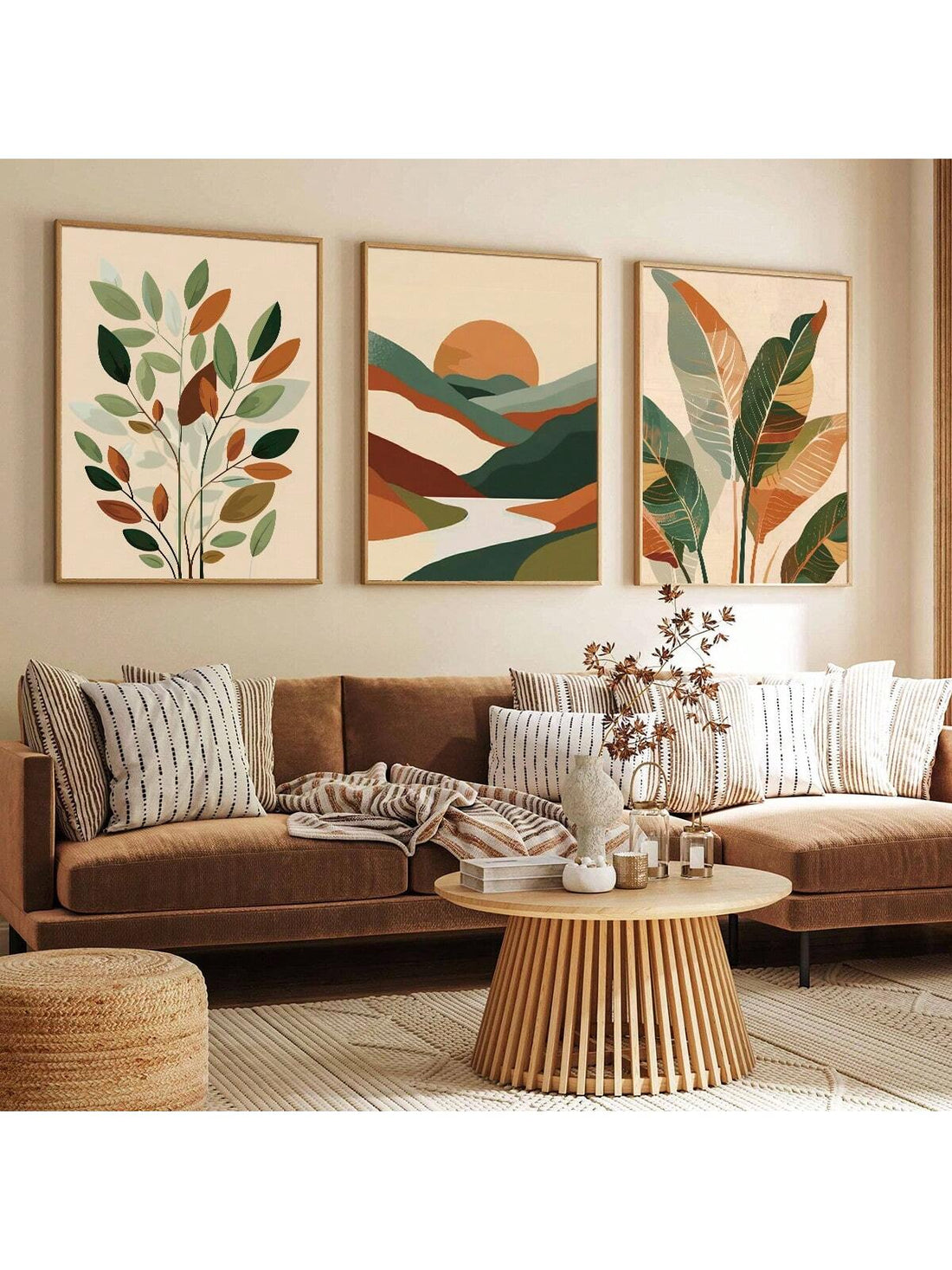 Transform your home into a modern oasis with our Bohemian Green Terracotta Palm Leaves Wall Art Set. These abstract canvas prints add a touch of natural beauty to any room. The perfect blend of bohemian and contemporary style, this set will elevate your decor with its vibrant colors and unique design.