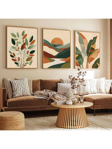 Transform your home into a modern oasis with our Bohemian Green Terracotta Palm Leaves Wall Art Set. These abstract canvas prints add a touch of natural beauty to any room. The perfect blend of bohemian and contemporary style, this set will elevate your decor with its vibrant colors and unique design.