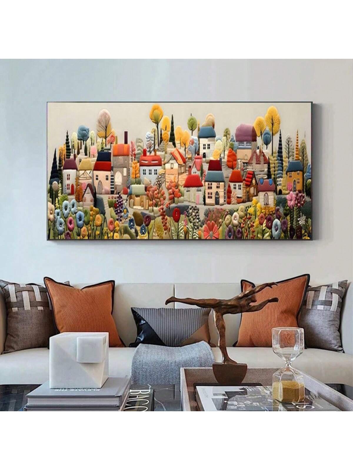 Transform your space into a whimsical fairy tale with our Bohemian Rustic Art Deco Landscape Canvas Print. This enchanting print will transport you to a peaceful, dreamy town. Ideal for home or office décor, our high-quality print measures 50x100cm and will add a touch of magical charm to any room.