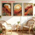 Boho Arch Desert Canyon Landscape Terracotta Sunset Canvas Poster Set