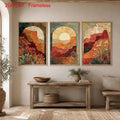 Boho Arch Desert Canyon Landscape Terracotta Sunset Canvas Poster Set