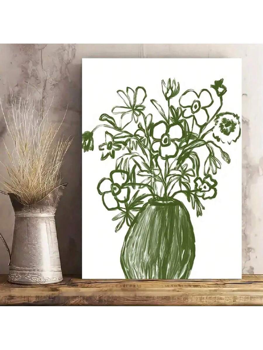 This Boho Floral Abstract Art Print features a framed green botanical canvas poster, perfect for adding a touch of nature to your minimalist farmhouse decor. With its abstract floral design, this piece adds a unique and artistic touch to any space. Elevate your home with this beautiful and modern art print.