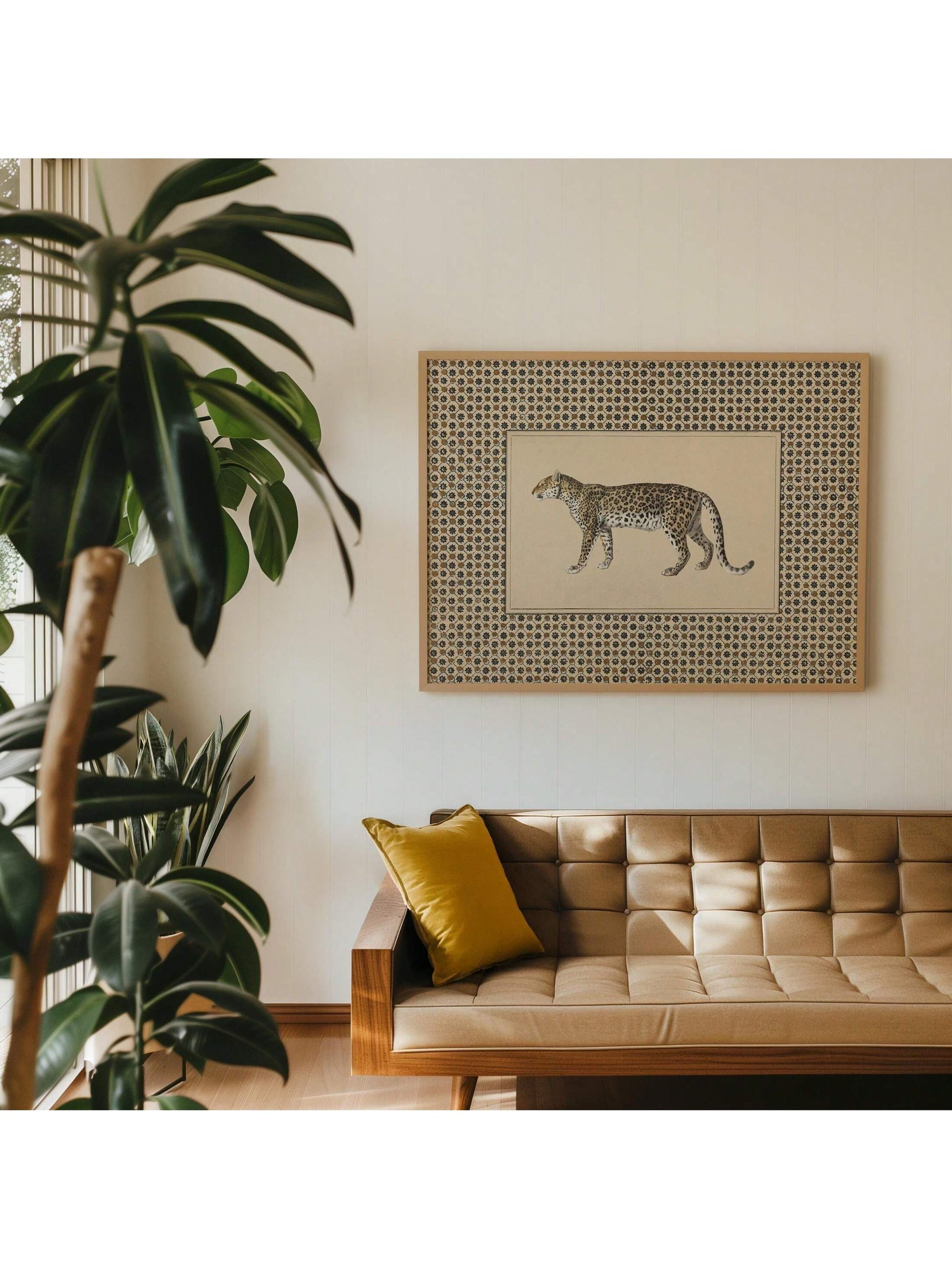 Elevate your living space with this Boho Leopard Canvas Wall Art, featuring a vintage-inspired neutral animal print. Crafted to complement stylish home decor, this piece adds a subtle yet striking touch of nature and sophistication. Its muted tones blend seamlessly with various interior styles, making it an expert choice for those seeking timeless elegance and a hint of wild charm.