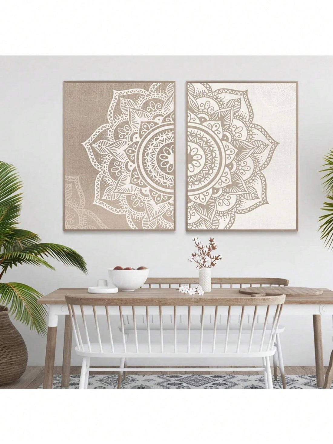 Elevate your home decor with our Boho Mandala Floral Canvas Wall Art Set. The neutral colors bring a stylish touch to any room, while the intricate mandala design adds a unique and elegant touch. Made with high-quality canvas, this set is durable and long-lasting.