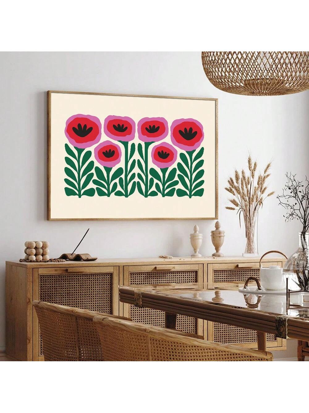 Enhance your modern space with the Boho Poppies Botanical Canvas Art. This retro and floral wall decor adds a touch of nature to any room. Made with high-quality canvas, this artwork features realistic and vibrant poppies, bringing a sense of serenity and beauty to your home.
