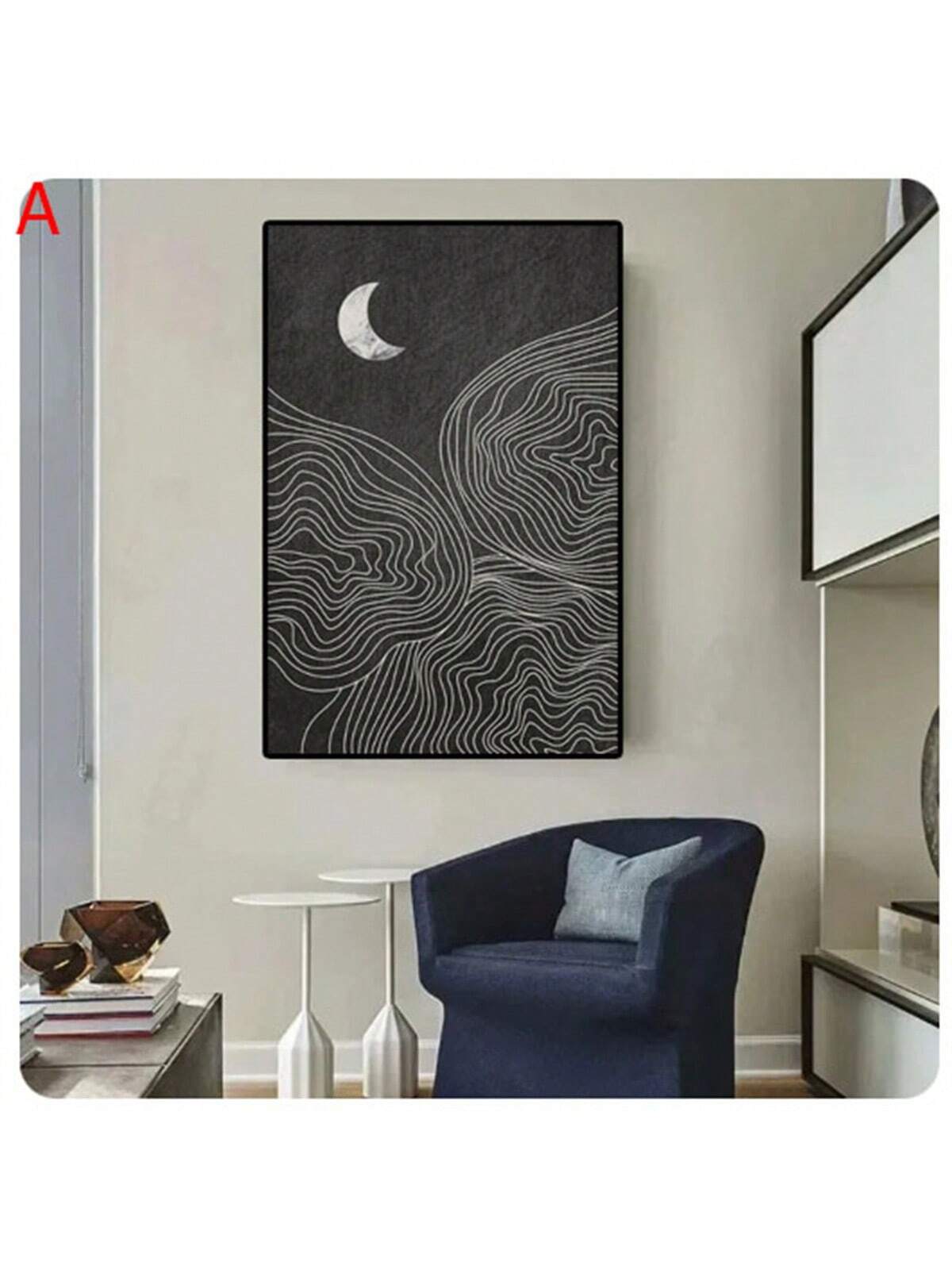 Add a touch of modern and minimalist style to your living room decor with this Boho Sun Moon Abstract Canvas Painting. Featuring a stunning depiction of a sun and moon, this piece is sure to add a unique and artistic touch to any space. Elevate your home with this beautiful wall art.