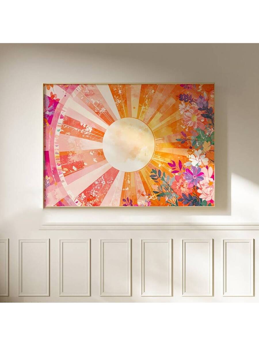 Enhance your living space with the Boho Sunrise Wall Art, featuring a delicate orange blush watercolor floral design. This poster perfectly complements modern bedrooms and living rooms, adding a warm, artistic touch that elevates your decor. Its subtle hues and elegant composition create a serene atmosphere, making it an ideal focal point for any contemporary interior. Crafted to blend effortlessly with various styles, it offers a refined yet inviting aesthetic.