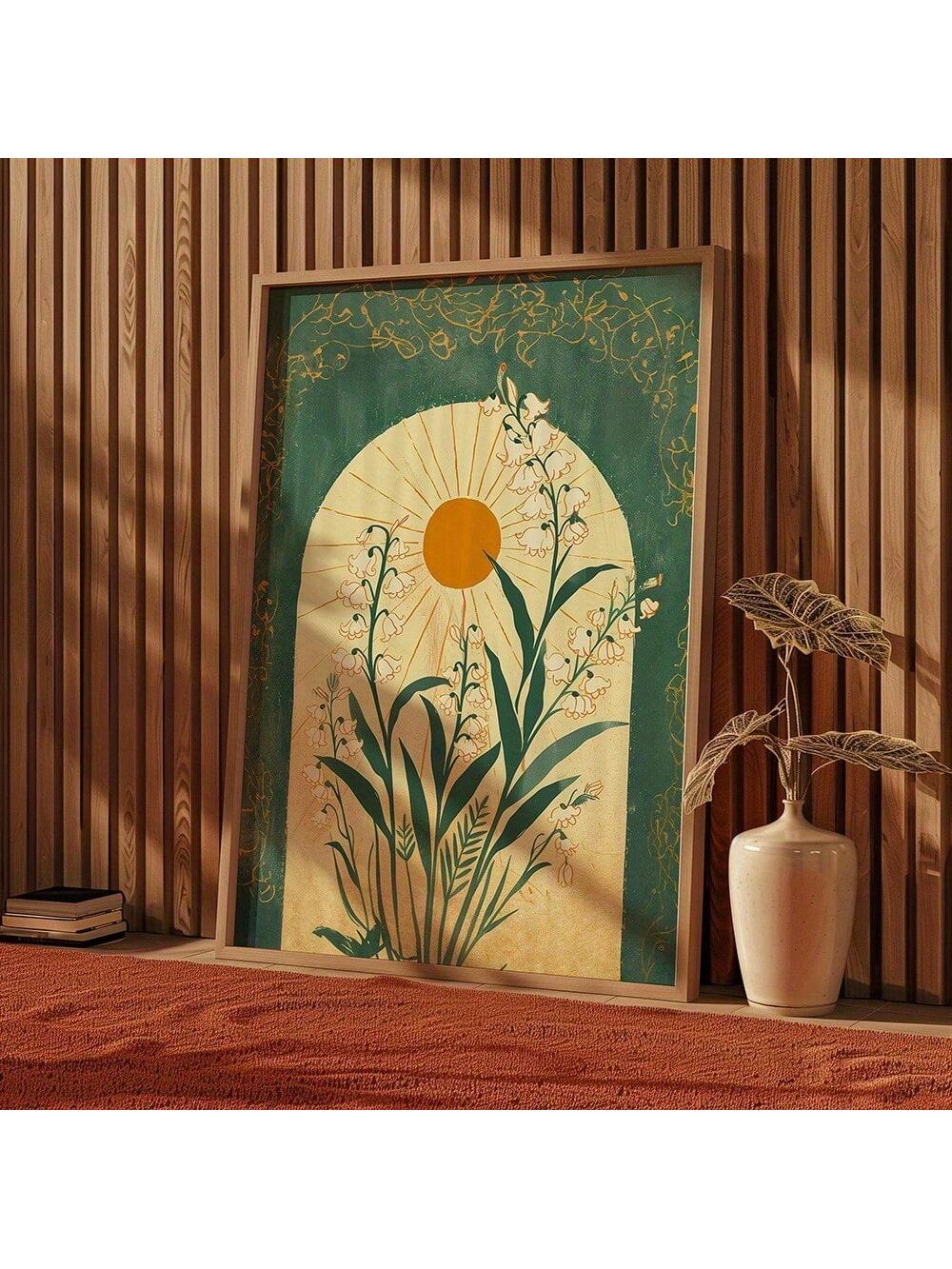 Transform your home into a spiritual oasis with this vintage boho floral canvas art. The stunning poster features a mystic valley lily and emerald sun, bringing a sense of tranquility and beauty to any room. Elevate your home decor and embrace the serene vibes with this unframed canvas poster.