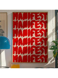 Elevate your living space with this bold and inspirational canvas art print. Its vibrant red hue and striking design will add a modern touch to your living room or bedroom. Unframed for a sleek look, this print is sure to inspire and motivate you every day.