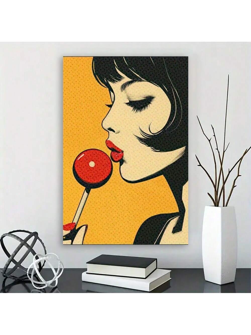Elevate your space with this Bold Vintage Pop Art Canvas Poster featuring striking red lips. Expertly framed, it adds a stylish, retro flair to living rooms, dorms, or any modern interior. Crafted to capture attention, this artwork blends classic pop art aesthetics with vibrant color, making it a perfect statement piece that enhances your décor with sophistication and bold personality.