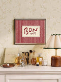 Bon Appetit Striped Vintage French Typography Canvas Poster