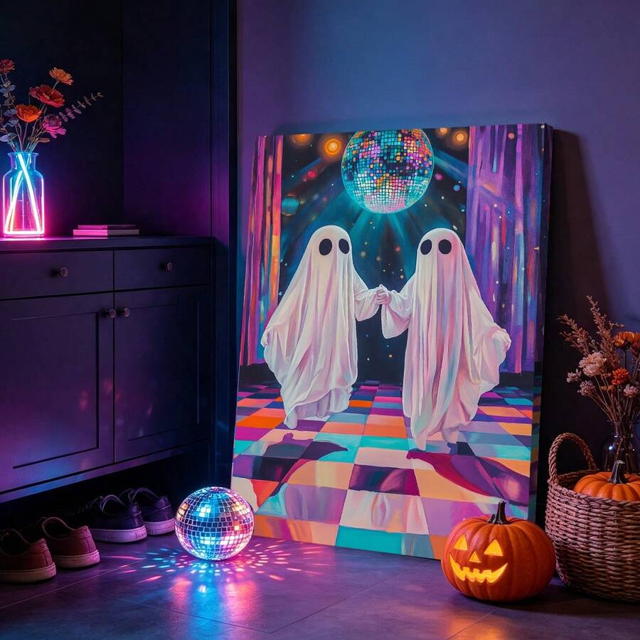Let's Boogie Ghost Disco Halloween Canvas Poster 