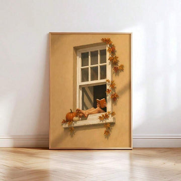 Woman reading autumn framed wall art