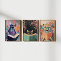 Bookish animal trio framed wall art