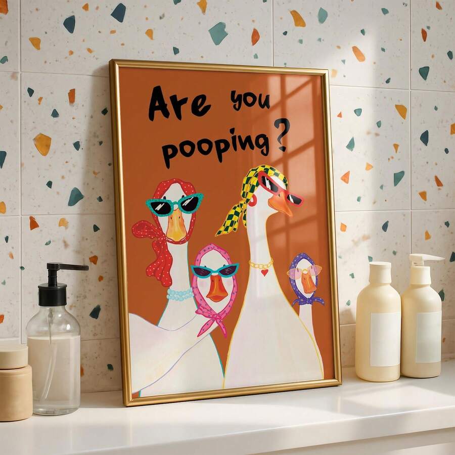 Bright pink and orange funny goose quote canvas poster